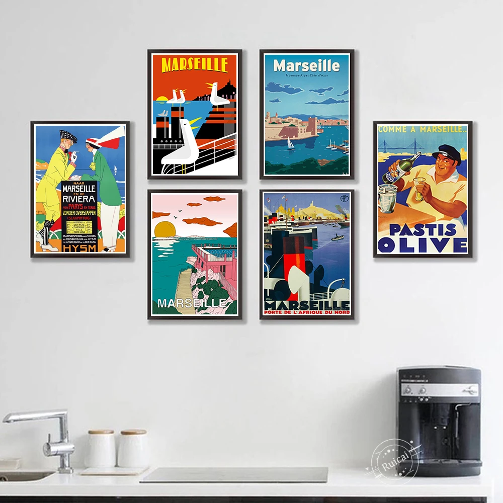 

France Marseille Anis Olive Travel Canvas Paintings Posters Wall Pictures Home Decoration Gift