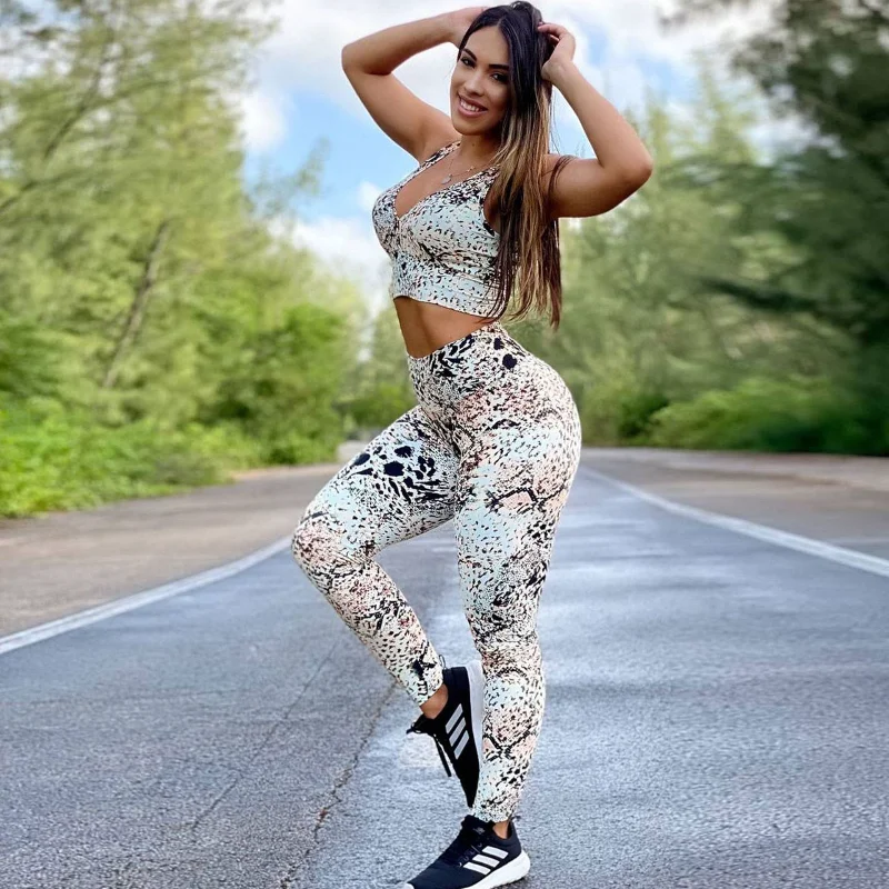 

Gym Print Floral Yoga Pants Sports Wear For Women Professional Running Fitness Sport Leggings Workout High Waist Seamless Pant