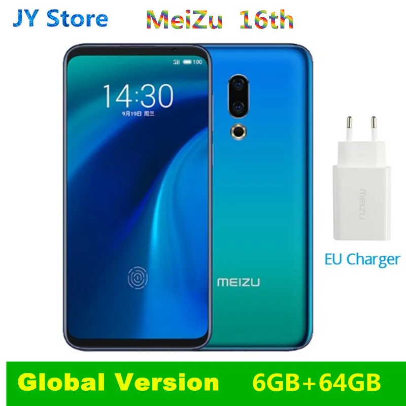 Meizu 16th 4G LTE глобальная прошивка Snapdragon 845 Octa Core 6 Гб 64 Гб 6," FHD 2160x1080P полный экран двойная задняя камера