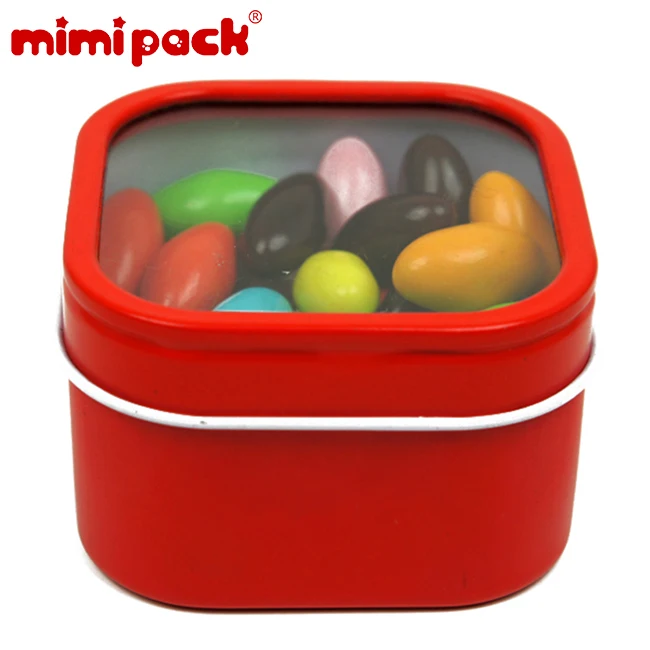 Red Mimipack металлические жестяные коробки для сбора банок канистры банки для хранения 24 шт квадратные жестяные банки с прозрачным окном нескользящей крышкой - Цвет: Red