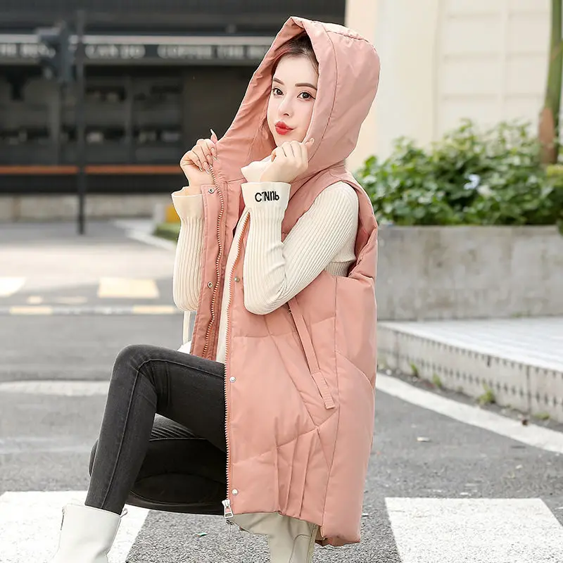 Осень-зима 2021 женский жилет без рукавов толстые теплые пуховые пальто с