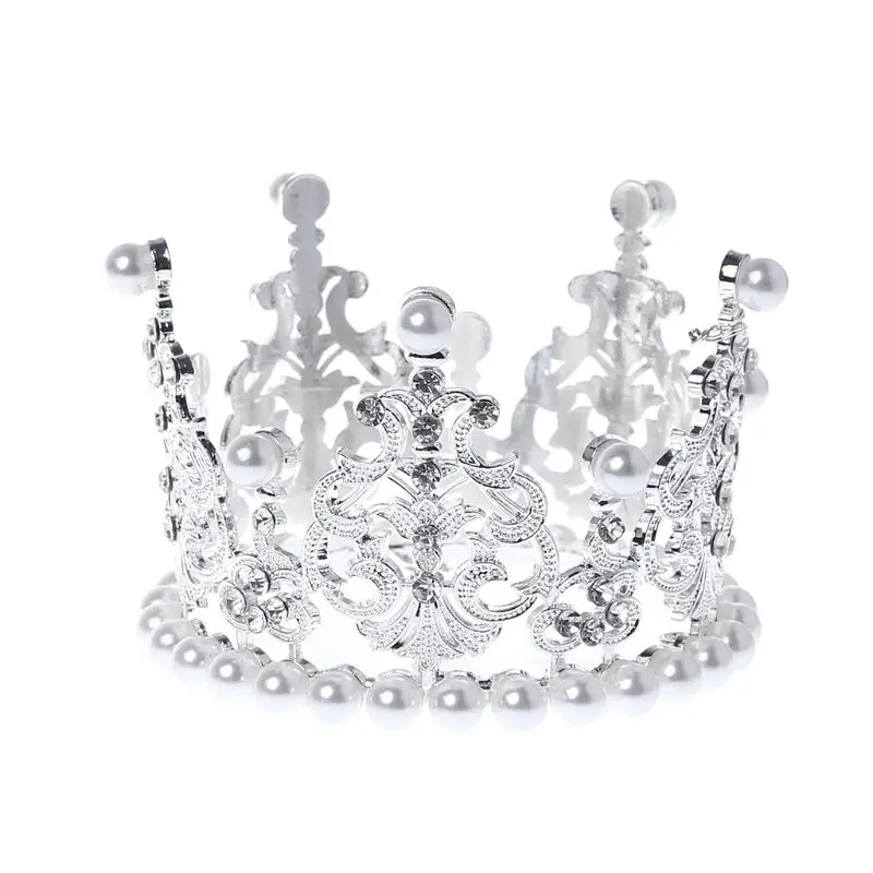 

Baby Crown Photography Props Luxury Fashion Pearl Rhinestone Glitter Gold Silver Photo Birthday Party Decoration Girls Princess