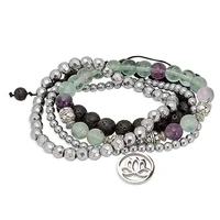 natural volcanic stone bracelet new simple lotus pendant crystal energy creative bracelet four piece bracelet