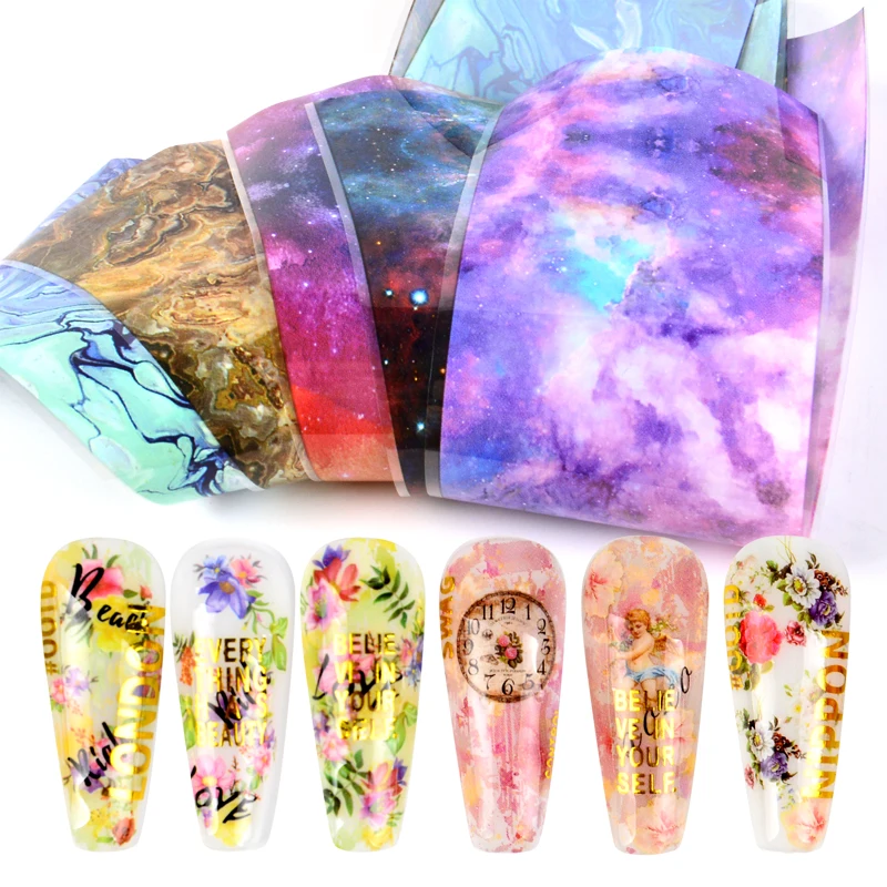 

FWC Nail Foils Marble Series Nail Transfer Foils Decorations DIY idea nail Art Transfer Sticker Decals Nail Accessories
