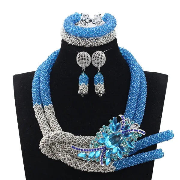 Великолепный синий и серебряный Африканский бриллиант набор ювелирных изделий