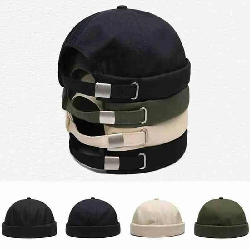 

1pcs Women Men Vintage Retro Melon Brimless Beanie Cap Color Trendy Casual Cotton Docker Sailor Mechanic Hat Skullcap