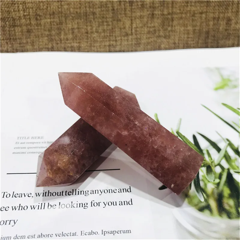 

Natural polished red strawberry wand point towers crystal healing stone