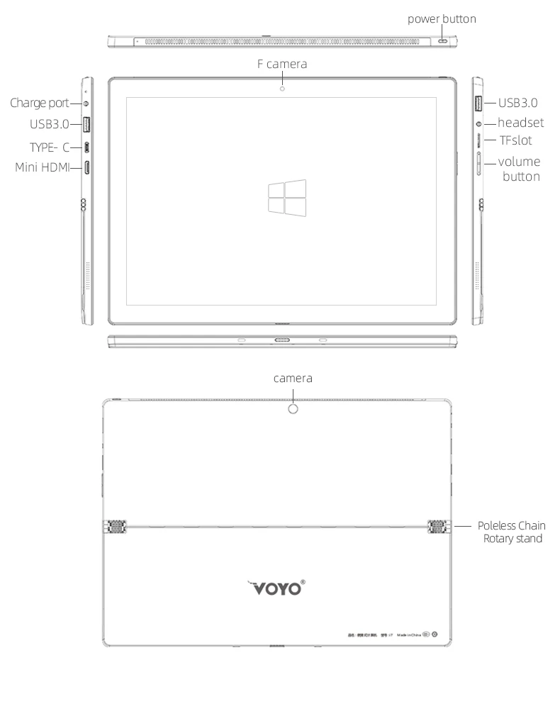 12,6 дюймов 2880*1920 Win10 VOYO Vbook i7 2 в 1 планшетный ПК Intel Двухъядерный 3865U 8G DDR 128/256G SSD Двойные камеры HDMI BT 4,0