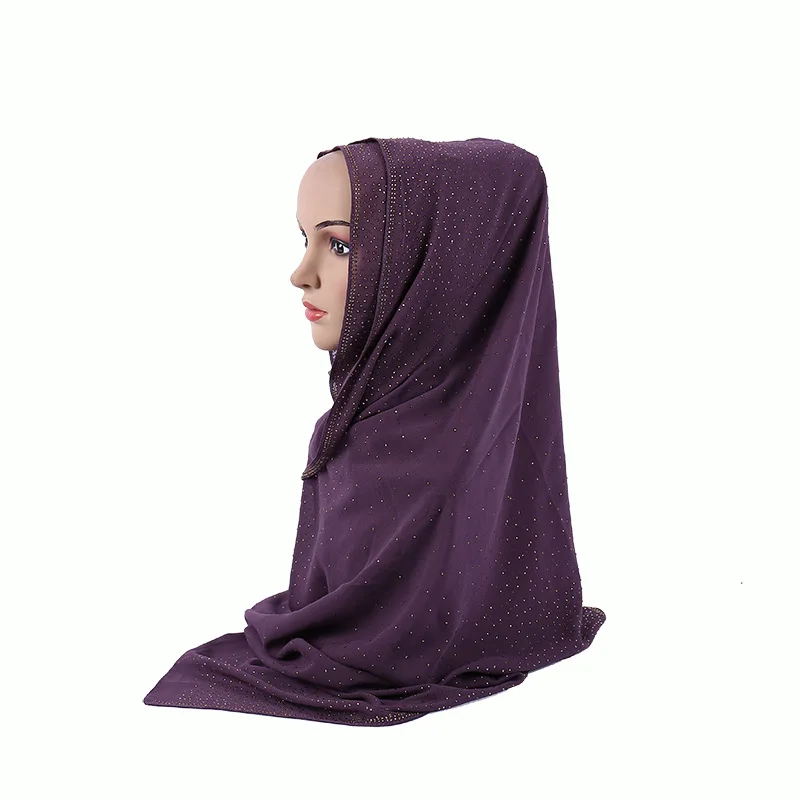 Мусульманский шифоновый шарф с блестками и бриллиантами длинный хиджаб