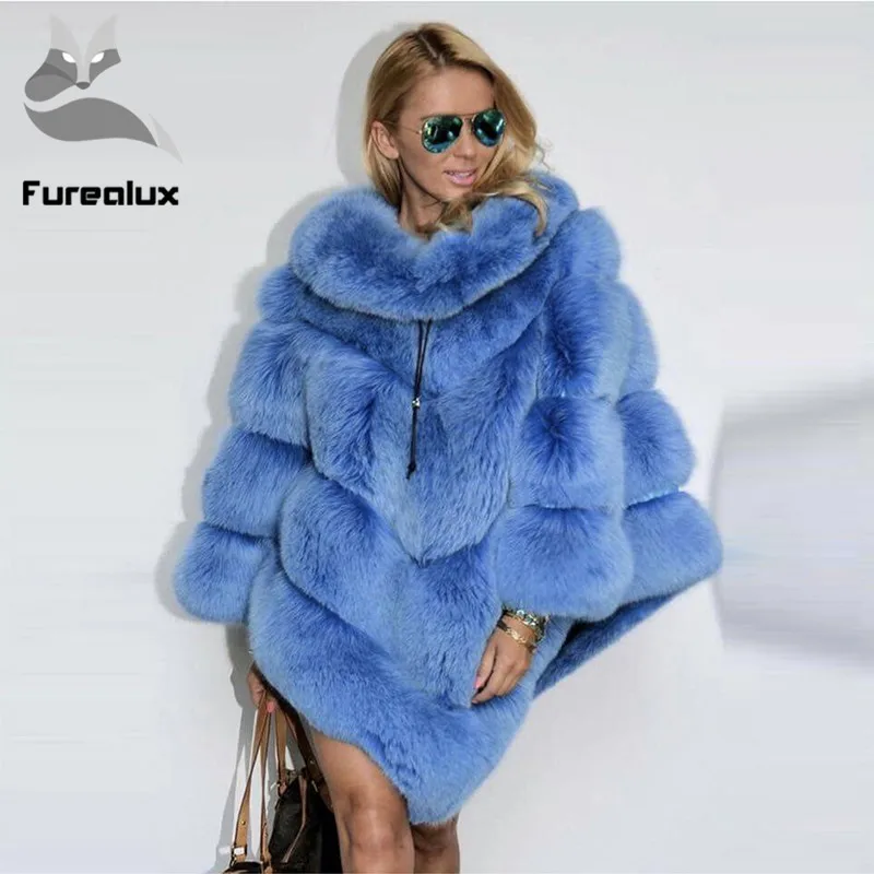 Furealxu 2019 зимние женские пальто для детей Новая модная Тонкий Лисий мех женщин с