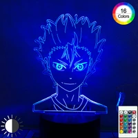 3d led lamp anime haikyuu volleyball boy shoyo hiata remote control 16 colors night light childrens room decoration lights