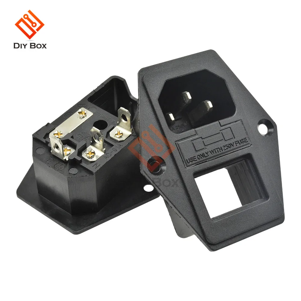 AC-02 socket Кулисный переключатель с 10А предохранителем IEC 320 C14 Входной разъем питания стеклянный предохранитель Переключатель Разъем черный красный зеленый - Цвет: AC-02 socket