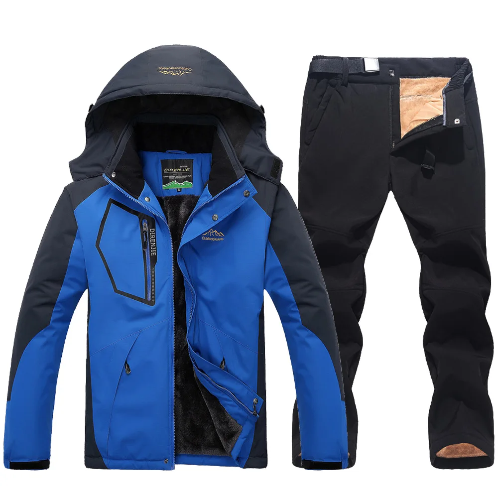 Новый Зимний лыжный костюм для мужчин теплые ветрозащитные водонепроницаемые