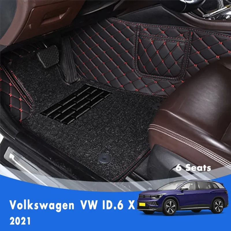 

Роскошные двухслойные автомобильные коврики с проволочной петлей для Volkswagen VW ID.6 X 2021 (6 мест), коврики на заказ, автомобильные аксессуары, интерьер