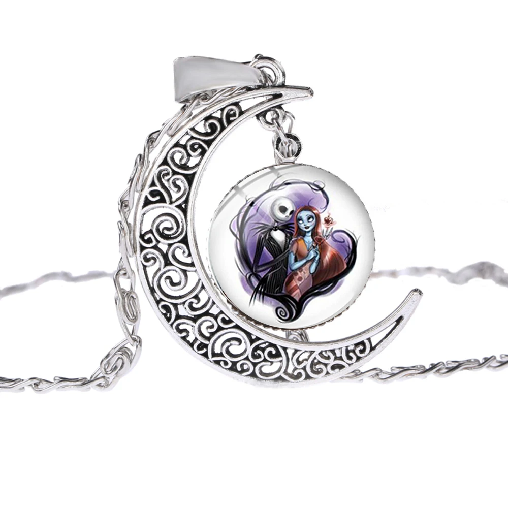 Newest The Nightmare Before Christmas Necklace Jack Skellington Sally Gothic Romantic Hollow Moon Pendant Womens Jewelry | Украшения и