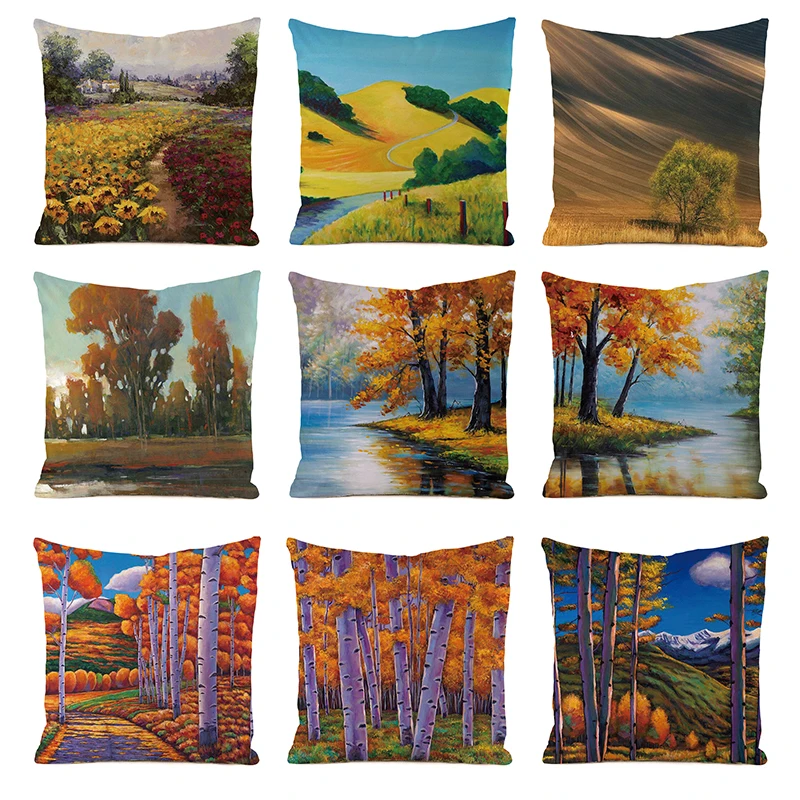 

Farmhouse Home Decor Cushion Cover 45x45 cm Nature Scenery Colorful Pillow Covers Super Soft and Comfortable Pillowcase for Sofa