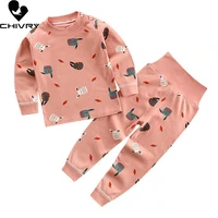 new kids boys girls pajama sets cartoon print long sleeve o neck t shirt tops with pants toddler baby autumn sleeping clothing