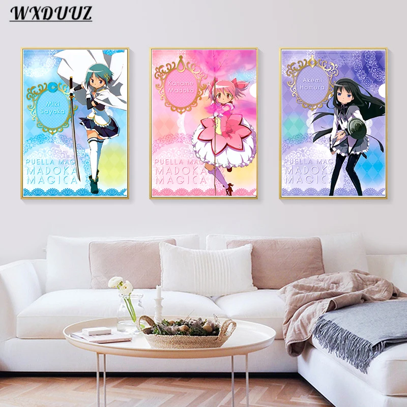 Аниме-фигурка Puella Magi Madoka Magica Heroine Girl постер с атласом живопись украшение Kawaii Декор