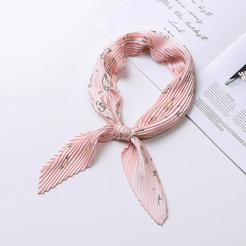 

Fashion Crinkle Neck Scarves Small Kerchief Paisley Printed Headband Silk Satin Hair Scarf Female 55*55cm Bag Scarfs For Ladies