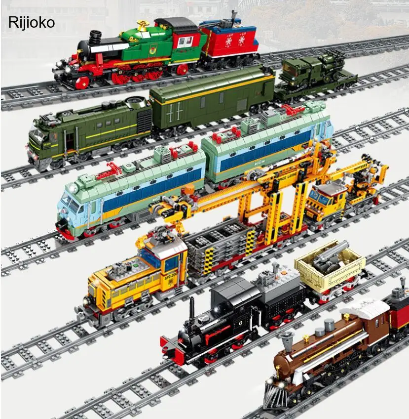 

1270Pcs Electric City Freight Train Building Blocks Battery Power Railway Track Set Bricks Children Toys Gift