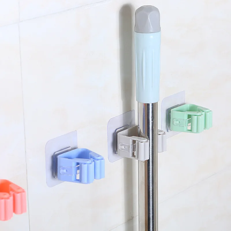 Wall Mounted Mop Holder Organizer Brush Broom Hanger Storage Rack Storage Shelf Bathroom Suction Hanging Pipe Hook Kitchen Tools