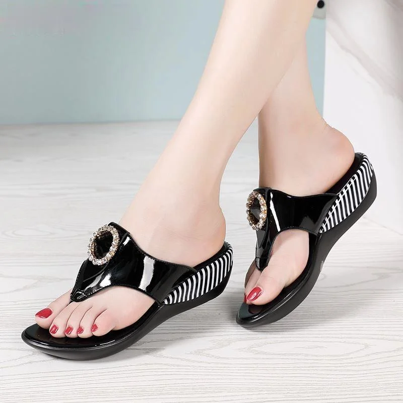 

Women Shoes Summer Genuine Leather Beach Sandals Wedge Platform Slippers Flip Flops For Women Platform Slippers