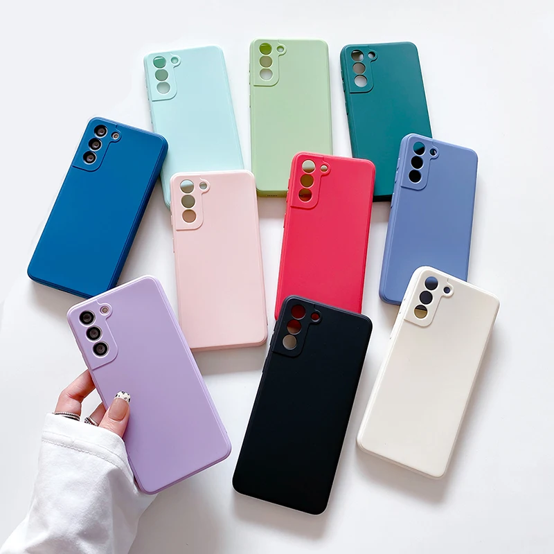 

Square Liquid Silicone For Samsung Galaxy S21 Ultra Phone Case For Samsun S21 S 21 Plus Solid Color Simple Cover For S21 Ultra