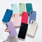 Квадратный чехол из жидкого силикона для Samsung Galaxy S21 Ultra, чехол для телефона Samsun S21 S 21 Plus, однотонный простой чехол для S21 Ultra