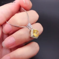 serenity day yellow high carbon diamond necklace %100 s925 silver necklace for women sparkling gem pendant luxury clavicle chian