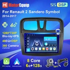 Авторадио для Renault 2 Sandero Symbol 2014-2017 Android автомобильное радио стерео Мультимедийный видеоплеер навигация GPS магнитофон