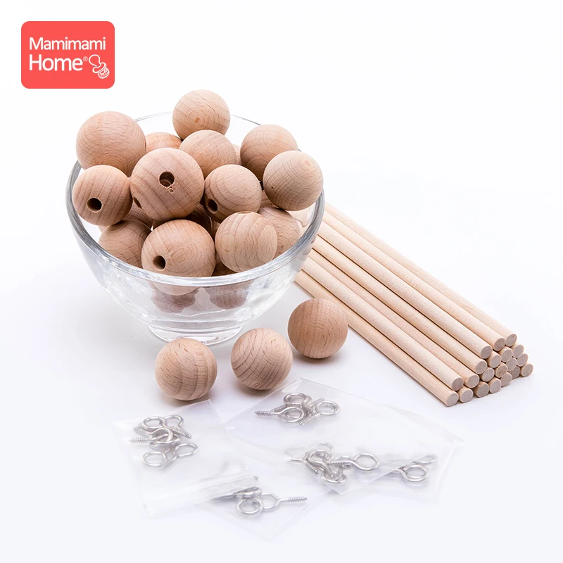 10-Piece Wooden Baby Mobile Hanger Set - Natural Wood Crib Mobile Holder Frame DIY Baby Mobile Bell image 2