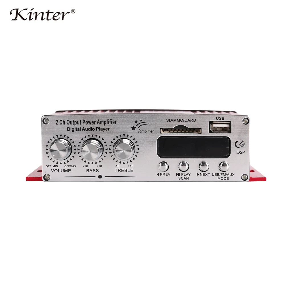 Kinter MA-120 мини усилитель аудио 2.0CH 20 Вт DC12V с USB SD FM воспроизведение стерео звук питания адаптер питания для дома автомобиля мотоцикла