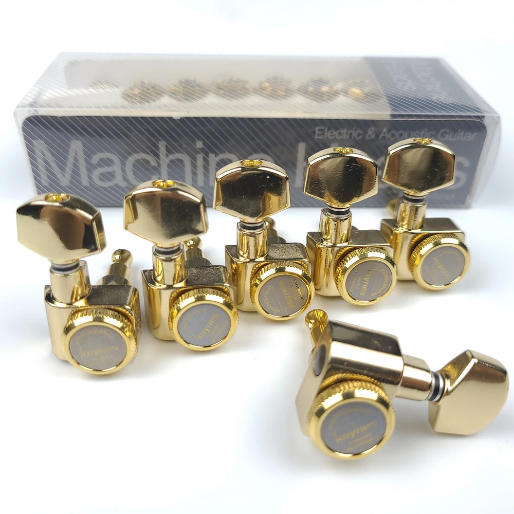 1 set 6 in linie keine schraube locking elektrische gitarre mechaniken mechaniken schloss string tuning pflöcke gold goldene free global shipping