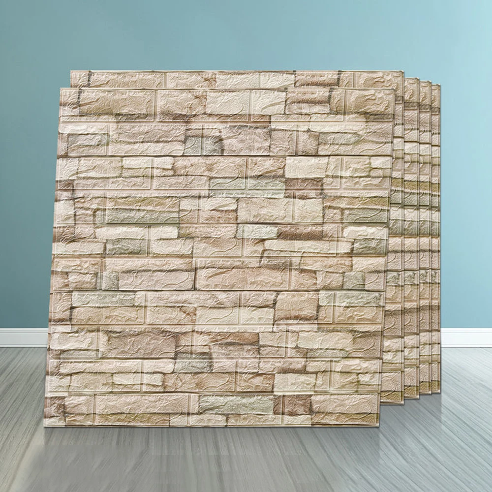 Водонепроницаемые Самоклеящиеся 3D обои настенные Стикеры с имитацией кирпича