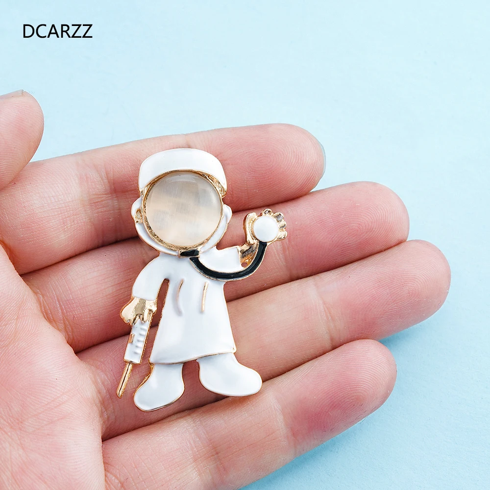 

DCARZZ Opal Cartoon Doctor Brooches Pins White Enamel Trendy Jewelry Hospital Medical Lapel Pin Badge Accessories Woman Gifts