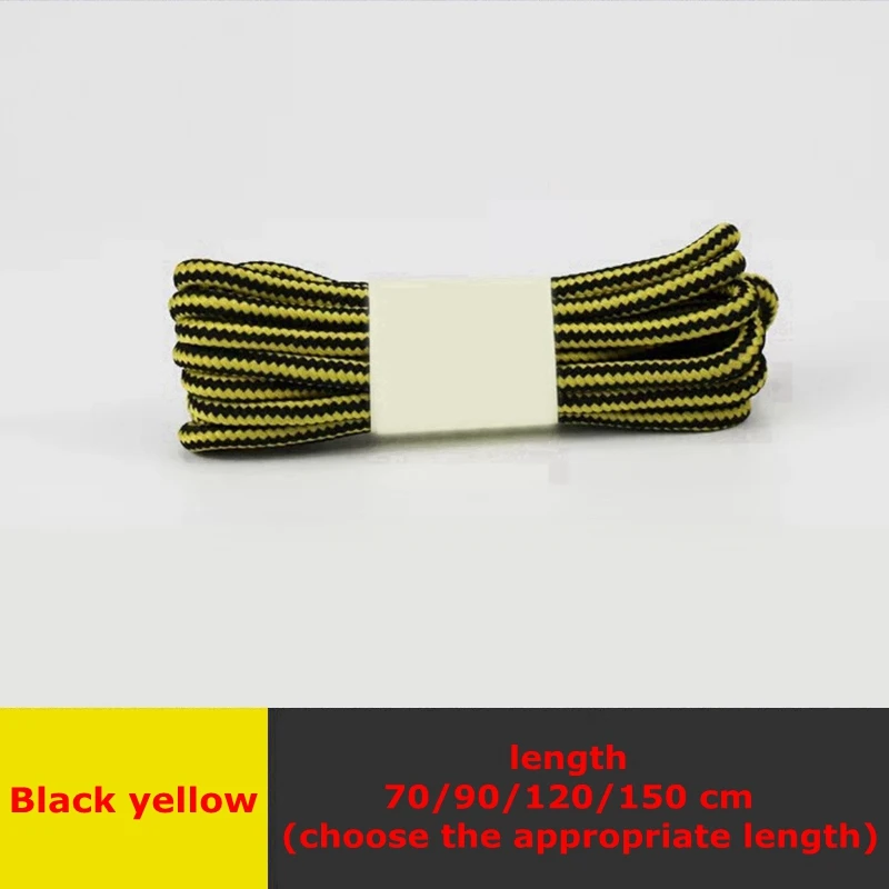 Black yellow 1 пара обуви martin круглые шнурки для ботинок полосатые двухцветные модные шнурки для прогулок и отдыха спортивная обувь с кружевом 18 цветов - Цвет: Black yellow