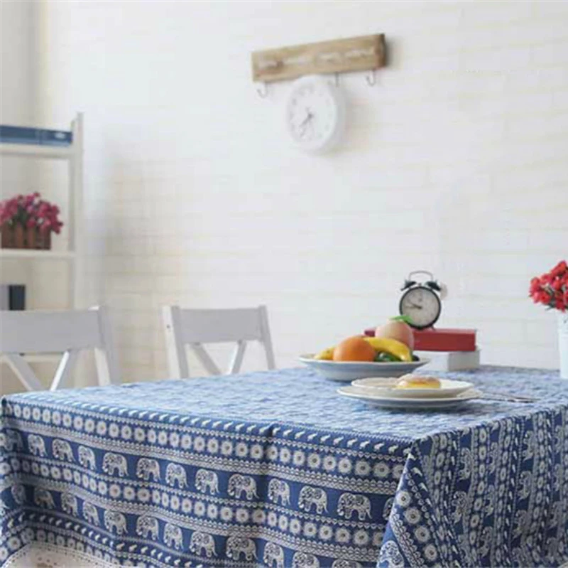 Современная скатерть для стола в полоску с синим слоном тайском стиле кружевным