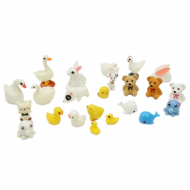 Micro Landscape Animal Model Ornaments Lamb Rabbit Dog Duck Cow Sea Fish Potted Succulent Miniature Material Figurine Toys Decor | Игрушки и