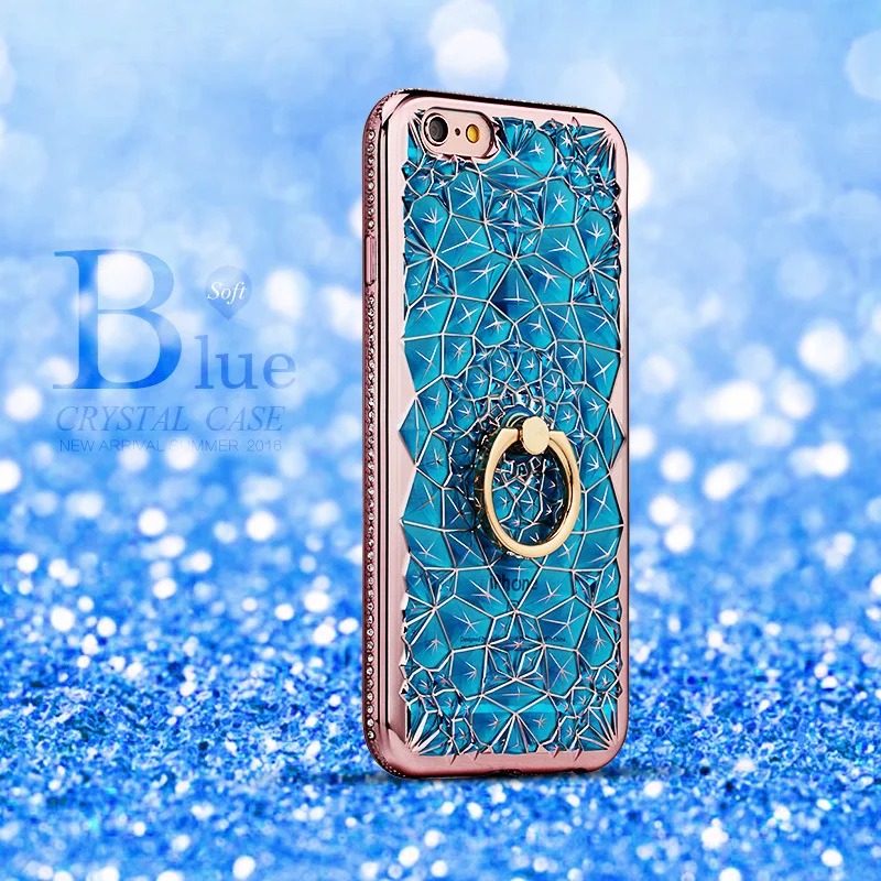 Для iPhone X Xs Max XR чехол Роскошные 3D мягкое кольцо Капа для iPhone 5, 5s, SE 6 S 7 8 плюс кольцо кремния блеск горный хрусталь Стенд Крышка
