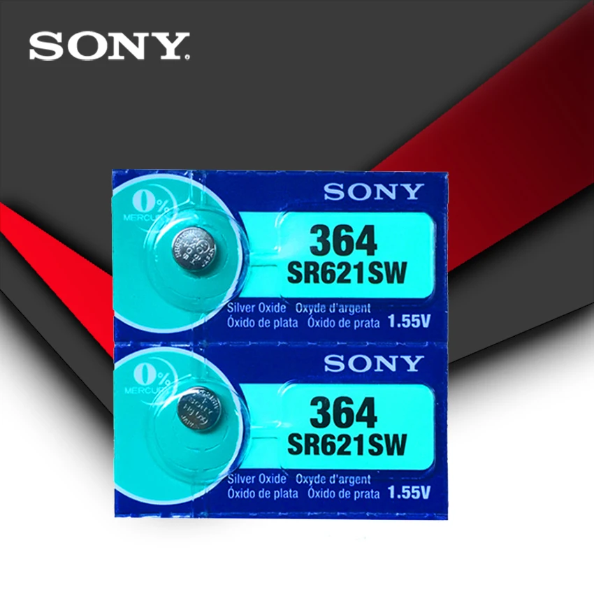 2 шт./лот Sony 364 100% оригинальный 1 55 в серебряный оксид часовая батарея SR621SW V364 SR60 SR621