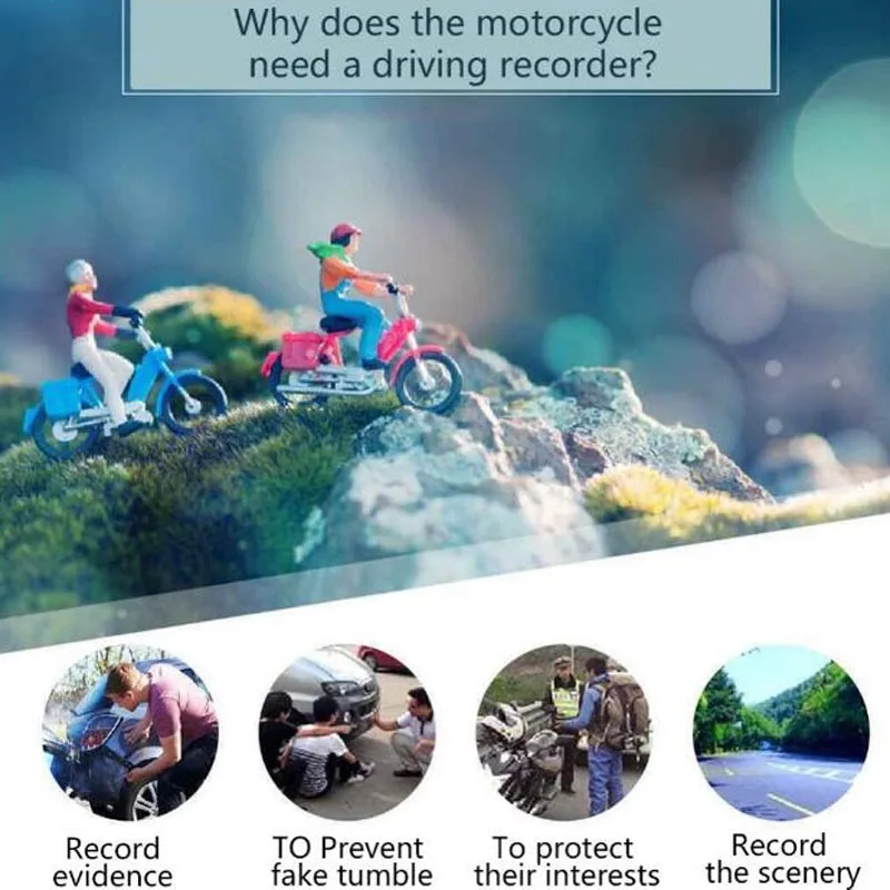 Видеорегистраторы для мотоциклов DC 12V 24V Двойной объектив автомобиля Камера
