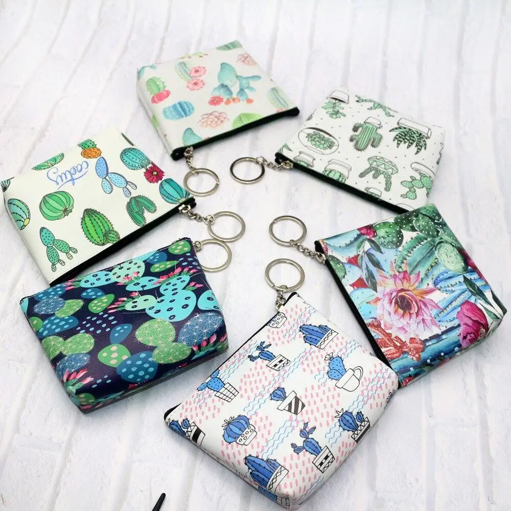 

Fashion Cute Floral Coin Bags Purse Pu Leather Small Coin Money Card Holder Wallet Pouch Pocket Girl Keyring Zipper Bags