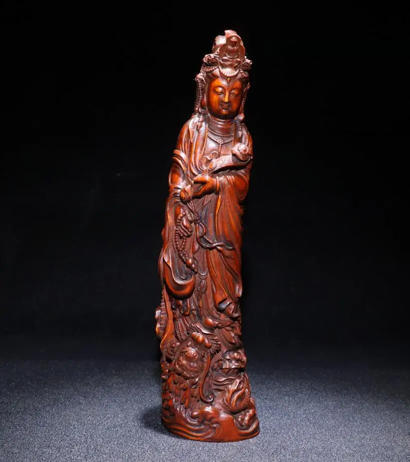 

Archaize seiko Hand-carved boxwood Auspicious dragon Guanyin bodhisattva consecrate Buddha decoration crafts statue