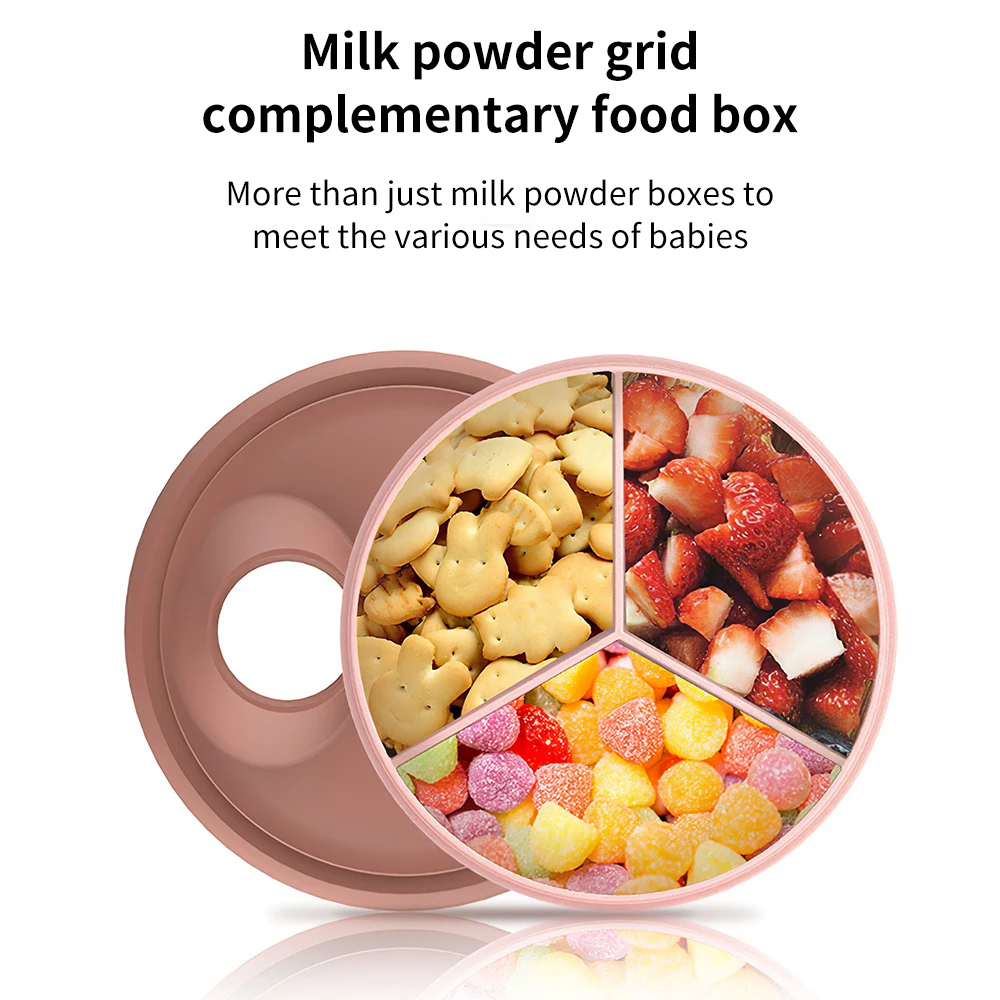 

Infant Portable Milk Powder Box Baby Large Capacity Three Layered Grid Baby Food Storage Snack Box Infant Feeding Containers