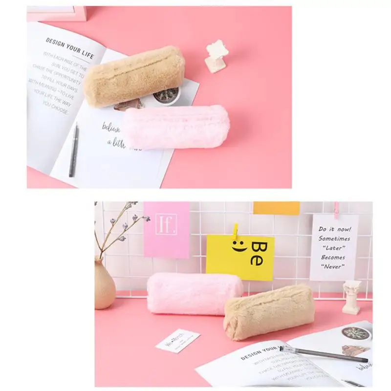 Модная плюшевая дорожная косметика Фотосумка Канцелярский карандаш на молнии