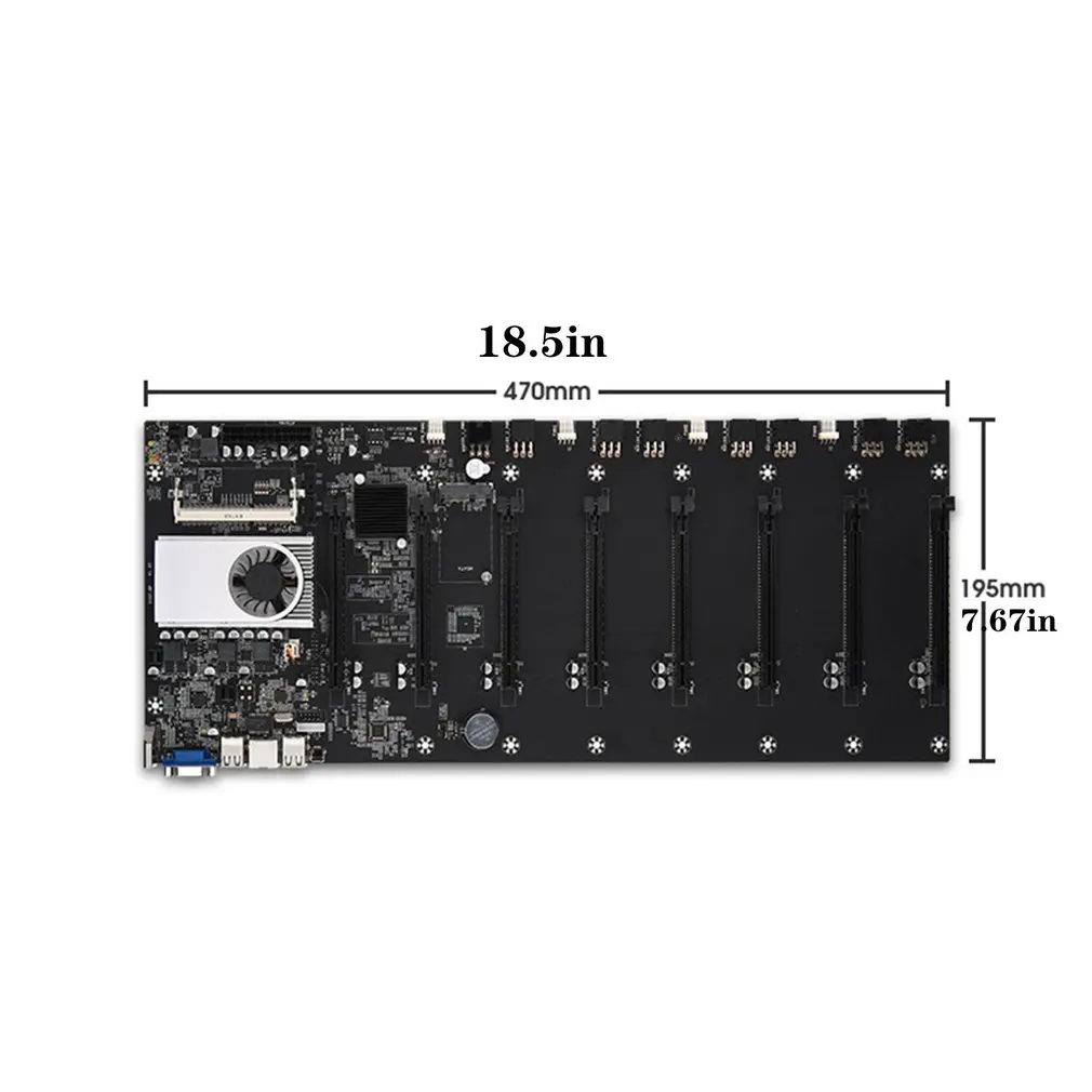 

BTC-37 Miner Motherboard CPU Set 8 Video Card Slot DDR3 Memory Integrated VGA Interface Low Power Consumption