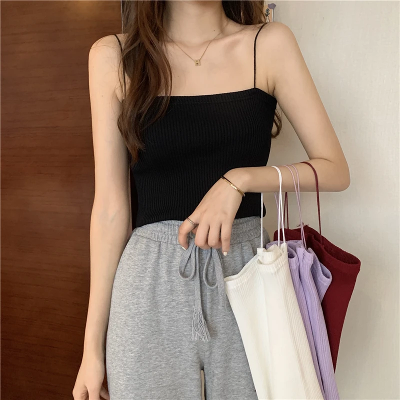 Трикотажная кофточка Ins Мода летнее нижнее белье Верхняя одежда однотонная Цвет