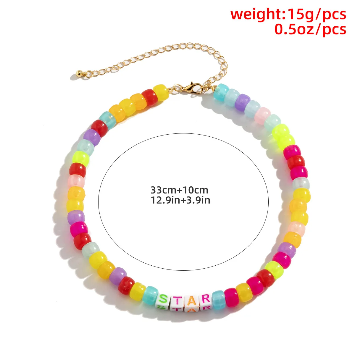 

2021 Fashion Bohemian Multicolor Acrylic Beaded Letters Star Choker Necklace For Women Sweet Cute Girls Beads Necklace Jewelry