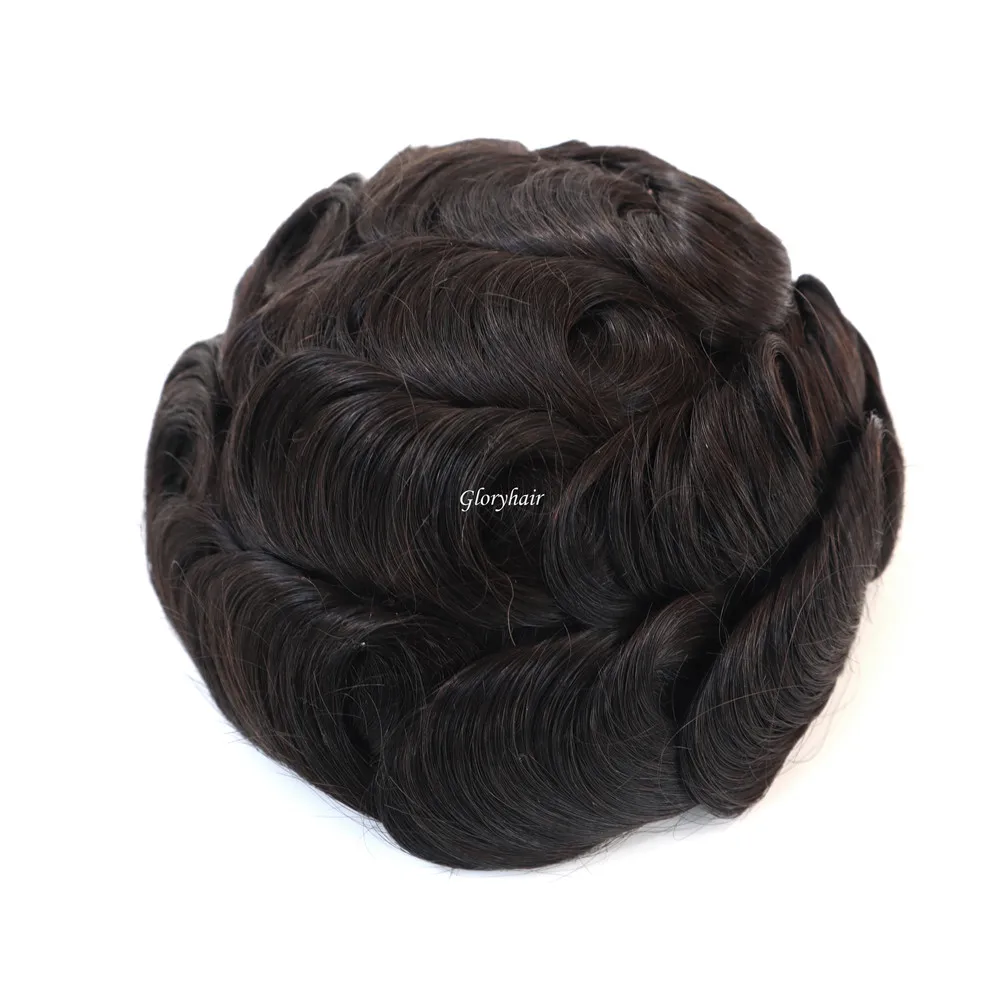GLORYHAIR-инъекционный парик для кожи 0 12-0 4 мм PU замены волос Мужская t-система мужчин |