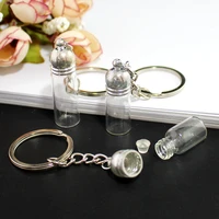 2pcs transparent glass bottle key ring pendant perfume small bottle keychain perfume vials keyring make wish bottle keyring
